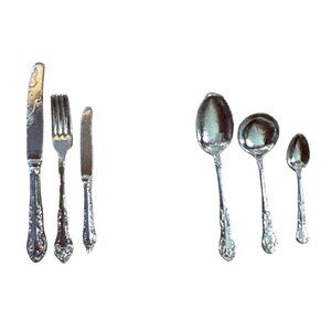 Vtg Marx Little Hostess Set of 6 Silverware Flatware 2 Knives 3 Spoons Fork